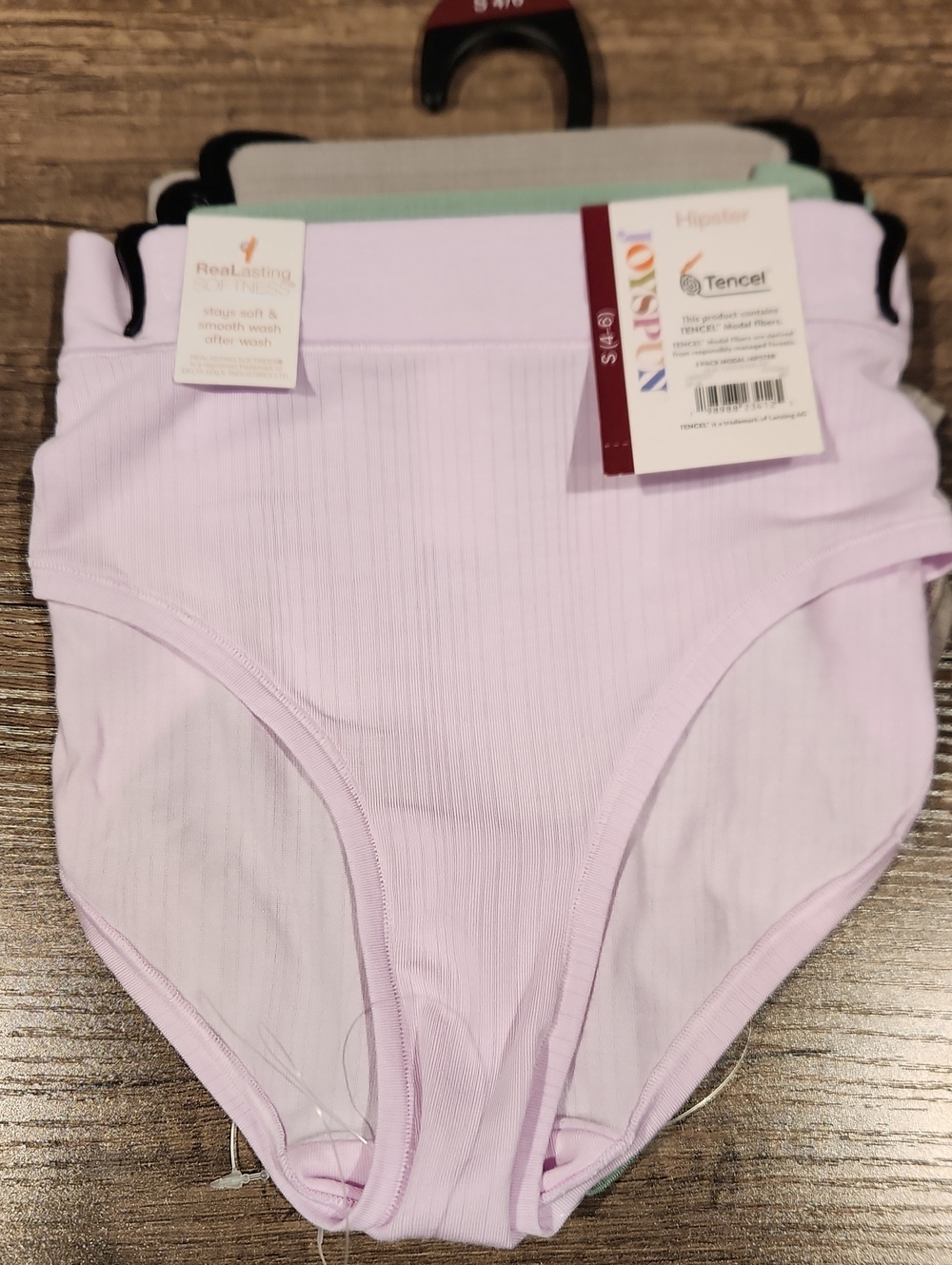 TENCEL™ Lavender, Green & Gray Ribbed Hipster Briefs - 3 Pack Sz S (4-6)
